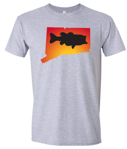 Short Sleeve T-Shirt Connecticut Athletic Heather Large Mouth Bass Vibrant Design High Quality Tight Knit Ring Spun Low Maintenance Cotton Printed With The Newest Available Color Transfer Technology