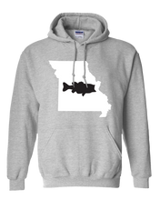 Load image into Gallery viewer, Pullover Hooded Sweatshirt Missouri Athletic Heather Large Mouth Bass Vibrant Design High Quality Tight Knit Ring Spun Low Maintenance Cotton Printed With The Newest Available Color Transfer Technology