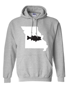 Pullover Hooded Sweatshirt Missouri Athletic Heather Large Mouth Bass Vibrant Design High Quality Tight Knit Ring Spun Low Maintenance Cotton Printed With The Newest Available Color Transfer Technology