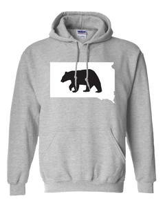 Pullover Hooded Sweatshirt South Dakota Athletic Heather Black Bear Vibrant Design High Quality Tight Knit Ring Spun Low Maintenance Cotton Printed With The Newest Available Color Transfer Technology