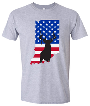 Load image into Gallery viewer, Short Sleeve T-Shirt Indiana Athletic Heather Whitetail Deer Vibrant Design High Quality Tight Knit Ring Spun Low Maintenance Cotton Printed With The Newest Available Color Transfer Technology