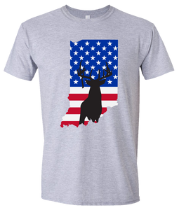 Short Sleeve T-Shirt Indiana Athletic Heather Whitetail Deer Vibrant Design High Quality Tight Knit Ring Spun Low Maintenance Cotton Printed With The Newest Available Color Transfer Technology