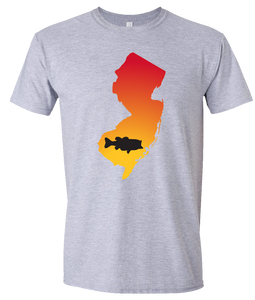 Short Sleeve T-Shirt New Jersey Athletic Heather Large Mouth Bass Vibrant Design High Quality Tight Knit Ring Spun Low Maintenance Cotton Printed With The Newest Available Color Transfer Technology