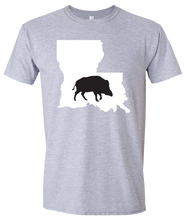 Load image into Gallery viewer, Short Sleeve T-Shirt Louisiana Athletic Heather Wild Hog Vibrant Design High Quality Tight Knit Ring Spun Low Maintenance Cotton Printed With The Newest Available Color Transfer Technology