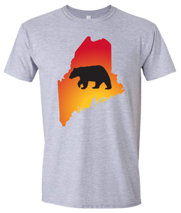 Short Sleeve T-Shirt Maine Athletic Heather Black Bear Vibrant Design High Quality Tight Knit Ring Spun Low Maintenance Cotton Printed With The Newest Available Color Transfer Technology
