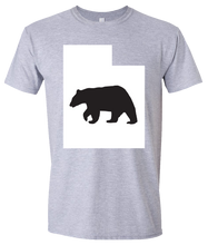 Load image into Gallery viewer, Short Sleeve T-Shirt Utah Athletic Heather Black Bear Vibrant Design High Quality Tight Knit Ring Spun Low Maintenance Cotton Printed With The Newest Available Color Transfer Technology