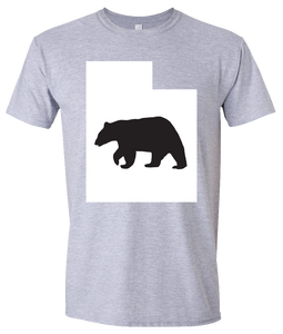 Short Sleeve T-Shirt Utah Athletic Heather Black Bear Vibrant Design High Quality Tight Knit Ring Spun Low Maintenance Cotton Printed With The Newest Available Color Transfer Technology