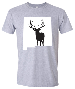 Short Sleeve T-Shirt New Mexico Athletic Heather Elk Vibrant Design High Quality Tight Knit Ring Spun Low Maintenance Cotton Printed With The Newest Available Color Transfer Technology