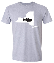 Load image into Gallery viewer, Short Sleeve T-Shirt New York Athletic Heather Large Mouth Bass Vibrant Design High Quality Tight Knit Ring Spun Low Maintenance Cotton Printed With The Newest Available Color Transfer Technology