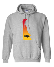 Load image into Gallery viewer, Pullover Hooded Sweatshirt Delaware Athletic Heather Large Mouth Bass Vibrant Design High Quality Tight Knit Ring Spun Low Maintenance Cotton Printed With The Newest Available Color Transfer Technology