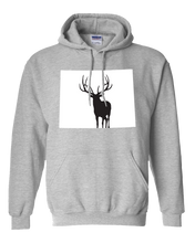 Load image into Gallery viewer, Pullover Hooded Sweatshirt Wyoming Athletic Heather Elk Vibrant Design High Quality Tight Knit Ring Spun Low Maintenance Cotton Printed With The Newest Available Color Transfer Technology