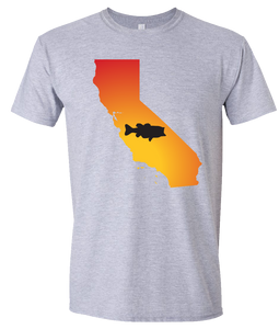 Short Sleeve T-Shirt California Athletic Heather Large Mouth Bass Vibrant Design High Quality Tight Knit Ring Spun Low Maintenance Cotton Printed With The Newest Available Color Transfer Technology