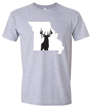 Load image into Gallery viewer, Short Sleeve T-Shirt Missouri Athletic Heather Whitetail Deer Vibrant Design High Quality Tight Knit Ring Spun Low Maintenance Cotton Printed With The Newest Available Color Transfer Technology