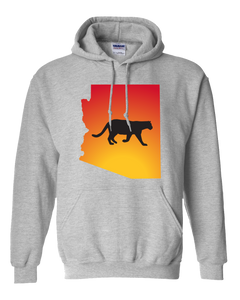 Pullover Hooded Sweatshirt Arizona Athletic Heather Mountain Lion Vibrant Design High Quality Tight Knit Ring Spun Low Maintenance Cotton Printed With The Newest Available Color Transfer Technology