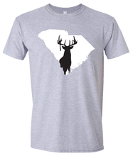 Load image into Gallery viewer, Short Sleeve T-Shirt South Carolina Athletic Heather Whitetail Deer Vibrant Design High Quality Tight Knit Ring Spun Low Maintenance Cotton Printed With The Newest Available Color Transfer Technology