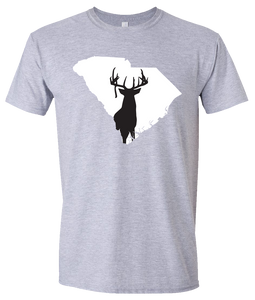 Short Sleeve T-Shirt South Carolina Athletic Heather Whitetail Deer Vibrant Design High Quality Tight Knit Ring Spun Low Maintenance Cotton Printed With The Newest Available Color Transfer Technology