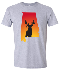 Short Sleeve T-Shirt Alabama Athletic Heather Whitetail Deer Vibrant Design High Quality Tight Knit Ring Spun Low Maintenance Cotton Printed With The Newest Available Color Transfer Technology