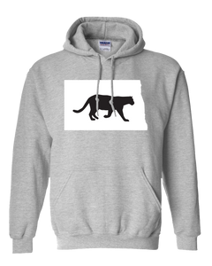 Pullover Hooded Sweatshirt North Dakota Athletic Heather Mountain Lion Vibrant Design High Quality Tight Knit Ring Spun Low Maintenance Cotton Printed With The Newest Available Color Transfer Technology