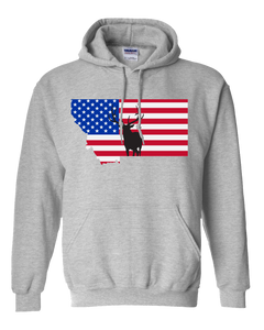 Pullover Hooded Sweatshirt Montana Athletic Heather Elk Vibrant Design High Quality Tight Knit Ring Spun Low Maintenance Cotton Printed With The Newest Available Color Transfer Technology