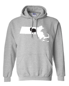Pullover Hooded Sweatshirt Massachusetts Athletic Heather Turkey Vibrant Design High Quality Tight Knit Ring Spun Low Maintenance Cotton Printed With The Newest Available Color Transfer Technology