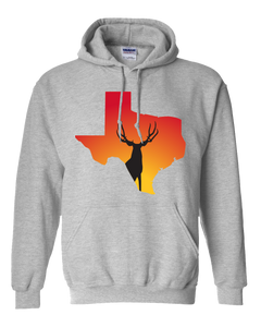 Pullover Hooded Sweatshirt Texas Athletic Heather Mule Deer Vibrant Design High Quality Tight Knit Ring Spun Low Maintenance Cotton Printed With The Newest Available Color Transfer Technology