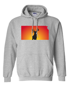 Pullover Hooded Sweatshirt Kansas Athletic Heather Whitetail Deer Vibrant Design High Quality Tight Knit Ring Spun Low Maintenance Cotton Printed With The Newest Available Color Transfer Technology