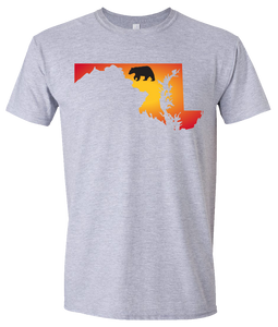 Short Sleeve T-Shirt Maryland Athletic Heather Black Bear Vibrant Design High Quality Tight Knit Ring Spun Low Maintenance Cotton Printed With The Newest Available Color Transfer Technology