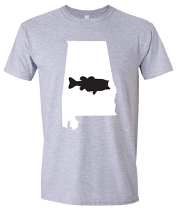 Short Sleeve T-Shirt Alabama Athletic Heather Large Mouth Bass Vibrant Design High Quality Tight Knit Ring Spun Low Maintenance Cotton Printed With The Newest Available Color Transfer Technology