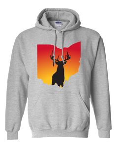 Pullover Hooded Sweatshirt Ohio Athletic Heather Whitetail Deer Vibrant Design High Quality Tight Knit Ring Spun Low Maintenance Cotton Printed With The Newest Available Color Transfer Technology