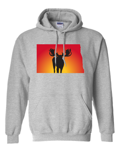Pullover Hooded Sweatshirt North Dakota Athletic Heather Moose Vibrant Design High Quality Tight Knit Ring Spun Low Maintenance Cotton Printed With The Newest Available Color Transfer Technology