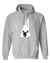 Load image into Gallery viewer, Pullover Hooded Sweatshirt New Hampshire Athletic Heather Moose Vibrant Design High Quality Tight Knit Ring Spun Low Maintenance Cotton Printed With The Newest Available Color Transfer Technology