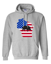 Load image into Gallery viewer, Pullover Hooded Sweatshirt Wisconsin Athletic Heather Wild Hog Vibrant Design High Quality Tight Knit Ring Spun Low Maintenance Cotton Printed With The Newest Available Color Transfer Technology