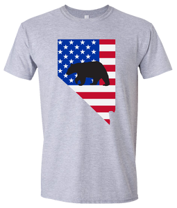 Short Sleeve T-Shirt Nevada Athletic Heather Black Bear Vibrant Design High Quality Tight Knit Ring Spun Low Maintenance Cotton Printed With The Newest Available Color Transfer Technology