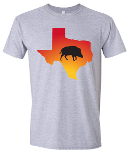 Short Sleeve T-Shirt Texas Athletic Heather Wild Hog Vibrant Design High Quality Tight Knit Ring Spun Low Maintenance Cotton Printed With The Newest Available Color Transfer Technology