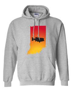 Pullover Hooded Sweatshirt Indiana Athletic Heather Large Mouth Bass Vibrant Design High Quality Tight Knit Ring Spun Low Maintenance Cotton Printed With The Newest Available Color Transfer Technology