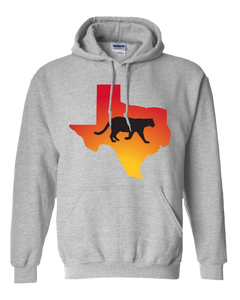 Pullover Hooded Sweatshirt Texas Athletic Heather Mountain Lion Vibrant Design High Quality Tight Knit Ring Spun Low Maintenance Cotton Printed With The Newest Available Color Transfer Technology