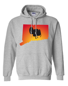 Pullover Hooded Sweatshirt Connecticut Athletic Heather Turkey Vibrant Design High Quality Tight Knit Ring Spun Low Maintenance Cotton Printed With The Newest Available Color Transfer Technology