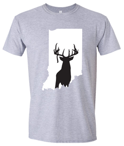 Short Sleeve T-Shirt Indiana Athletic Heather Whitetail Deer Vibrant Design High Quality Tight Knit Ring Spun Low Maintenance Cotton Printed With The Newest Available Color Transfer Technology
