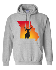 Pullover Hooded Sweatshirt Missouri Athletic Heather Whitetail Deer Vibrant Design High Quality Tight Knit Ring Spun Low Maintenance Cotton Printed With The Newest Available Color Transfer Technology