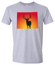 Load image into Gallery viewer, Short Sleeve T-Shirt Wyoming Athletic Heather Elk Vibrant Design High Quality Tight Knit Ring Spun Low Maintenance Cotton Printed With The Newest Available Color Transfer Technology