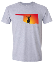 Load image into Gallery viewer, Short Sleeve T-Shirt Oklahoma Athletic Heather Whitetail Deer Vibrant Design High Quality Tight Knit Ring Spun Low Maintenance Cotton Printed With The Newest Available Color Transfer Technology
