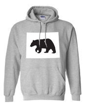 Load image into Gallery viewer, Pullover Hooded Sweatshirt Wyoming Athletic Heather Black Bear Vibrant Design High Quality Tight Knit Ring Spun Low Maintenance Cotton Printed With The Newest Available Color Transfer Technology