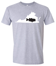 Load image into Gallery viewer, Short Sleeve T-Shirt Virginia Athletic Heather Large Mouth Bass Vibrant Design High Quality Tight Knit Ring Spun Low Maintenance Cotton Printed With The Newest Available Color Transfer Technology