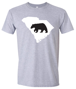 Short Sleeve T-Shirt South Carolina Athletic Heather Black Bear Vibrant Design High Quality Tight Knit Ring Spun Low Maintenance Cotton Printed With The Newest Available Color Transfer Technology