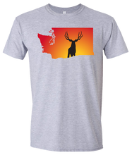 Load image into Gallery viewer, Short Sleeve T-Shirt Washington Athletic Heather Mule Deer Vibrant Design High Quality Tight Knit Ring Spun Low Maintenance Cotton Printed With The Newest Available Color Transfer Technology