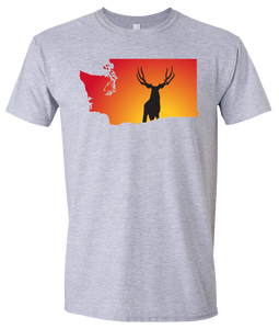 Short Sleeve T-Shirt Washington Athletic Heather Mule Deer Vibrant Design High Quality Tight Knit Ring Spun Low Maintenance Cotton Printed With The Newest Available Color Transfer Technology