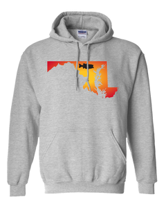 Pullover Hooded Sweatshirt Maryland Athletic Heather Large Mouth Bass Vibrant Design High Quality Tight Knit Ring Spun Low Maintenance Cotton Printed With The Newest Available Color Transfer Technology