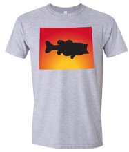 Load image into Gallery viewer, Short Sleeve T-Shirt Wyoming Athletic Heather Large Mouth Bass Vibrant Design High Quality Tight Knit Ring Spun Low Maintenance Cotton Printed With The Newest Available Color Transfer Technology