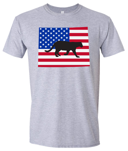 Short Sleeve T-Shirt Wyoming Athletic Heather Mountain Lion Vibrant Design High Quality Tight Knit Ring Spun Low Maintenance Cotton Printed With The Newest Available Color Transfer Technology