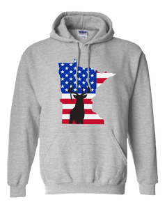 Pullover Hooded Sweatshirt Minnesota Athletic Heather Whitetail Deer Vibrant Design High Quality Tight Knit Ring Spun Low Maintenance Cotton Printed With The Newest Available Color Transfer Technology